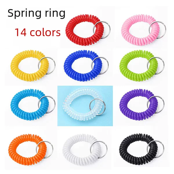 Spot supply solid color plastic spring telephone wire hand ring deposit key ring bracelet telephone coil batch