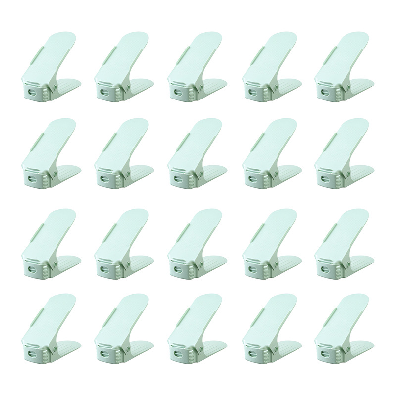 20 estantes de plástico en capas, ahorro de espacio, soporte de almacenamiento de zapatos de doble capa, artefacto de almacenamiento de zapatos ajustable