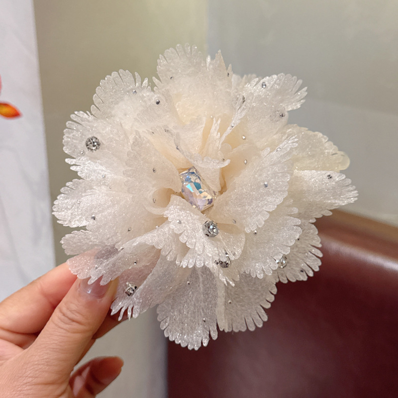 Заколка-крабик, в цветочек, 13см