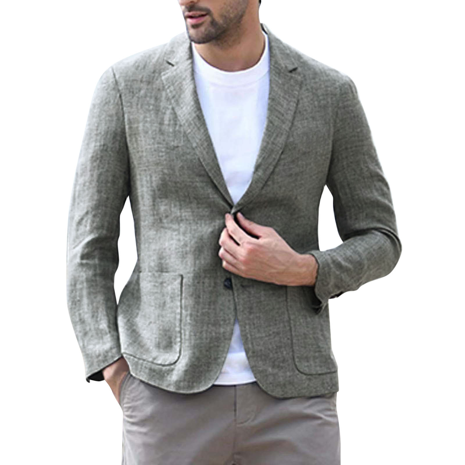 Costume de mode décontracté pour hommes, Blazer d'été en lin pour hommes_voghion.com