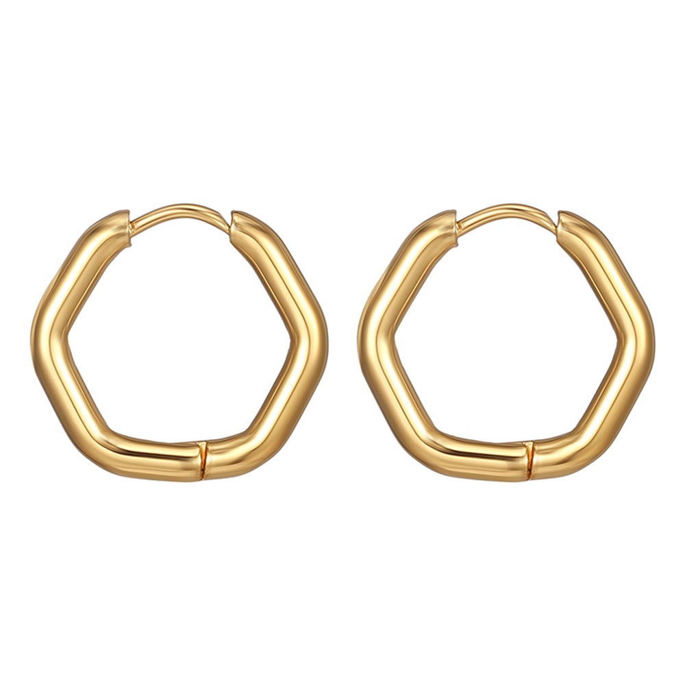 Boucles d'oreilles hexagonales en acier inoxydable à la mode