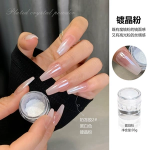 Internet Celebrity High Translucent Ice Transparent Crystal-Plated Powder Nail Art Jewelry 2025 New High-End Moonlight White Mirror Magic Mirror Powder