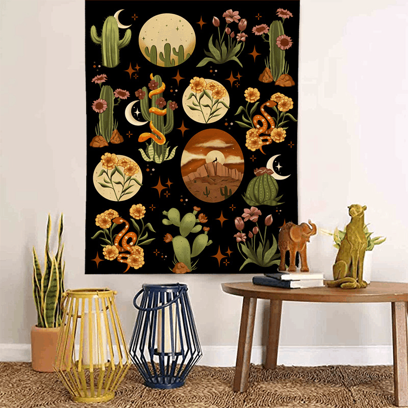 Small Snake Live Room Background Cloth Wall Hanging Cloth Ins Hanging Cloth Bedroom Hanging Cloth Cactus_voghion.com