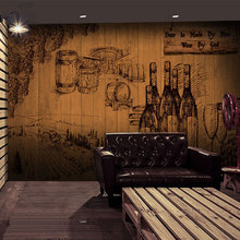 3D复古欧式葡萄酒酒桶墙纸酒窖酒吧ktv餐厅红酒壁纸3D个性壁画