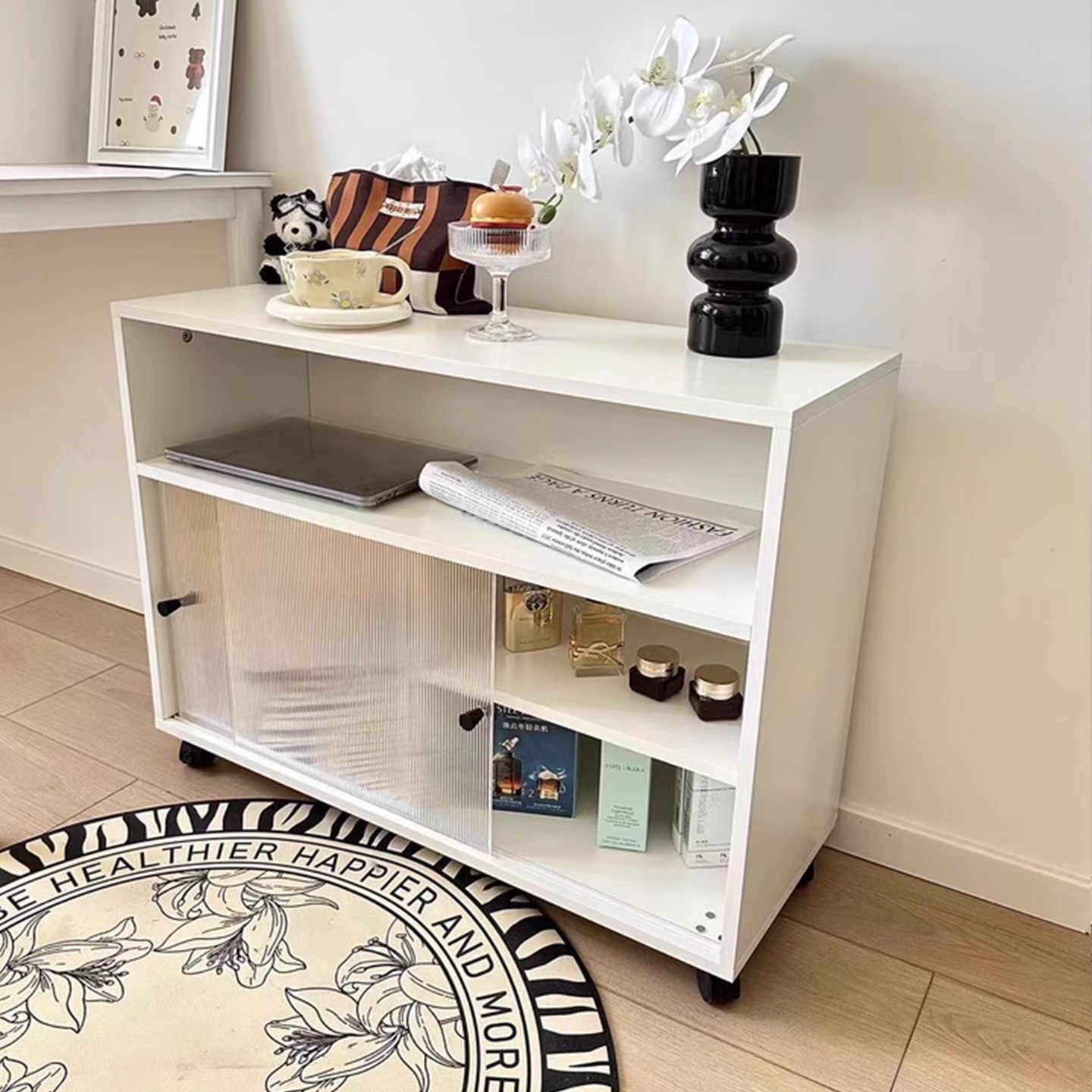 Armario de comedor móvil armario de almacenamiento armario de aperitivos acrílico armario de sala de estar casero armario de sofá armario bajo armario de cabezal de cama armario lateral