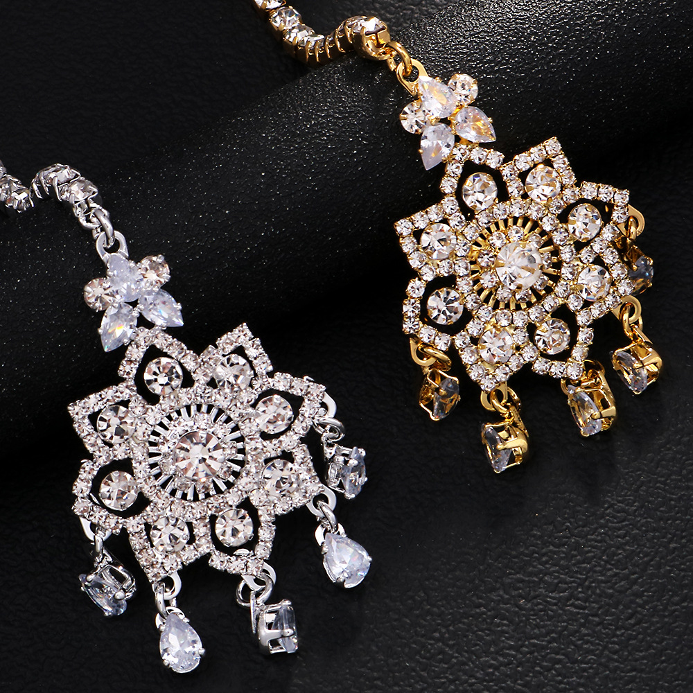 Nuevo exótico Feng Shui goteo cadena de frente retro novia diamantes cejas colgantes accesorios de tendencia de rendimiento cadena de pelo