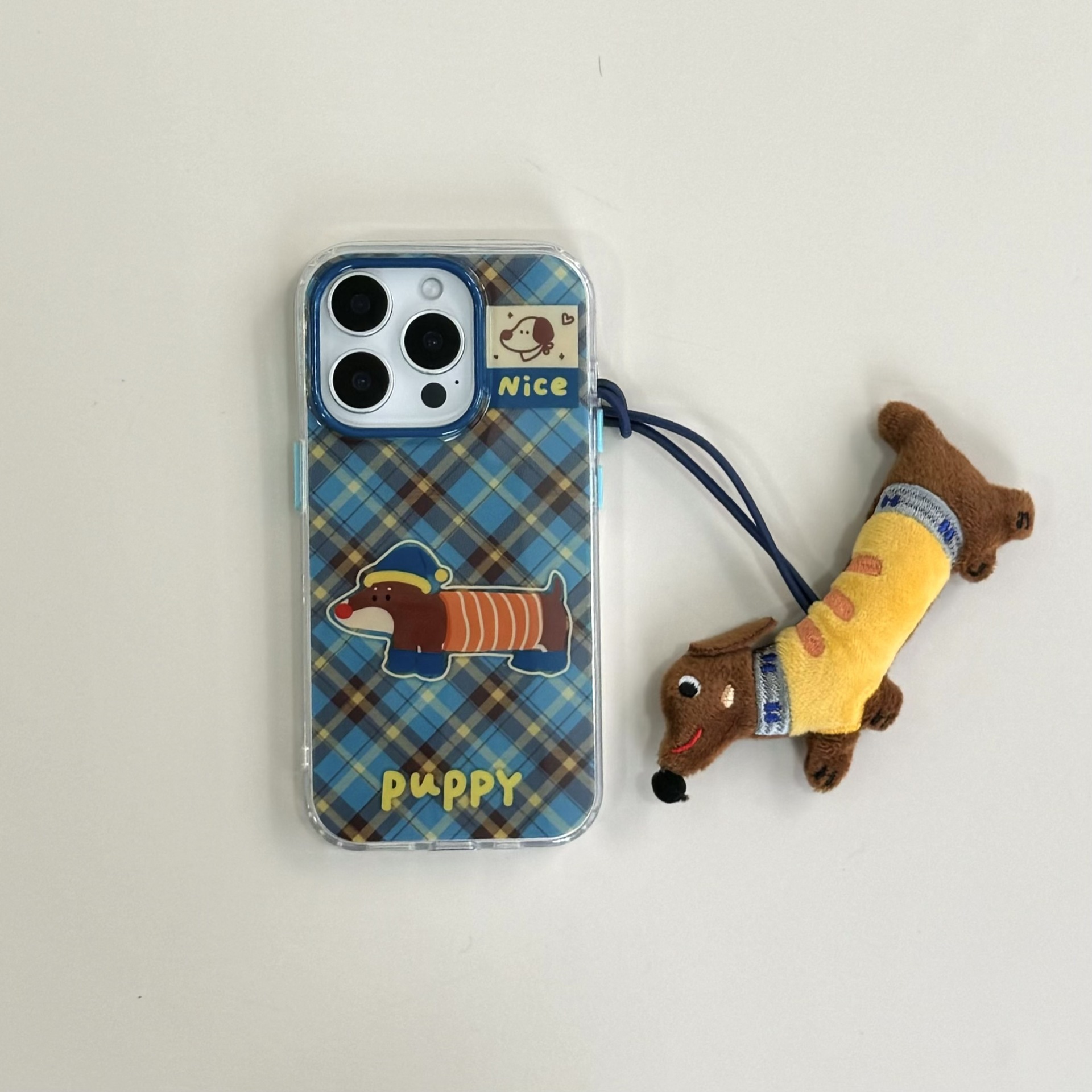 Lingge Dachshund Dog iphone16promax caja de teléfono con botón independiente para Apple 16 cordón de muñeca creativo
