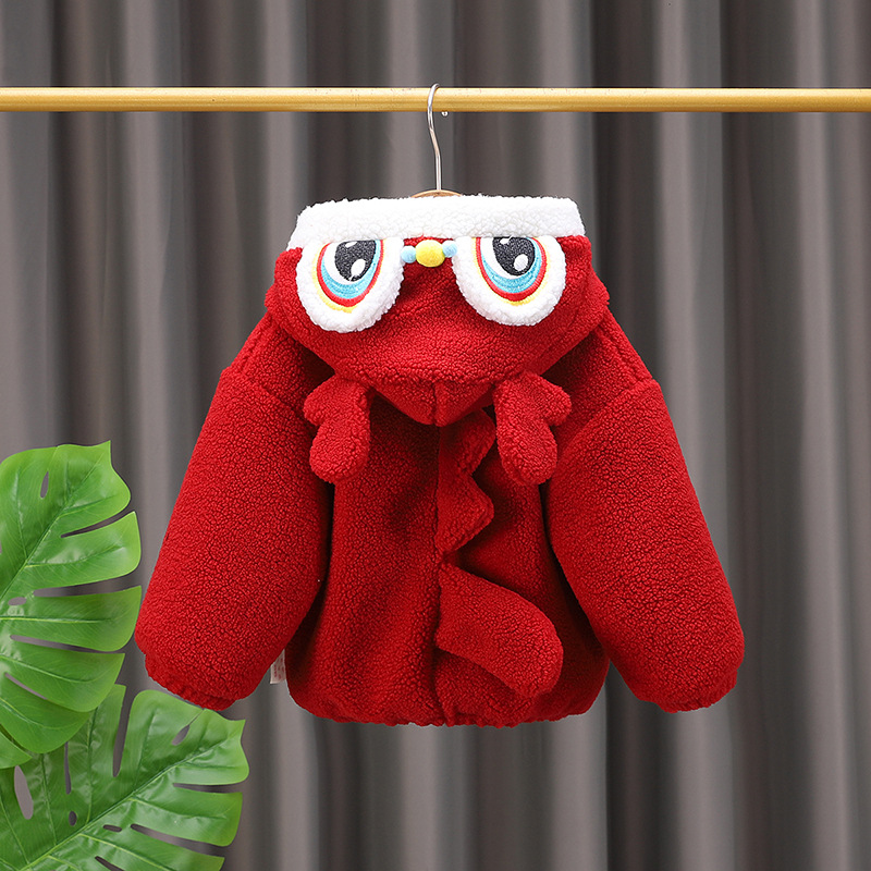 Ropa de Año Nuevo bebé rojo con chaqueta de terciopelo grueso para niños y niñas ropa de invierno chaqueta de terciopelo
