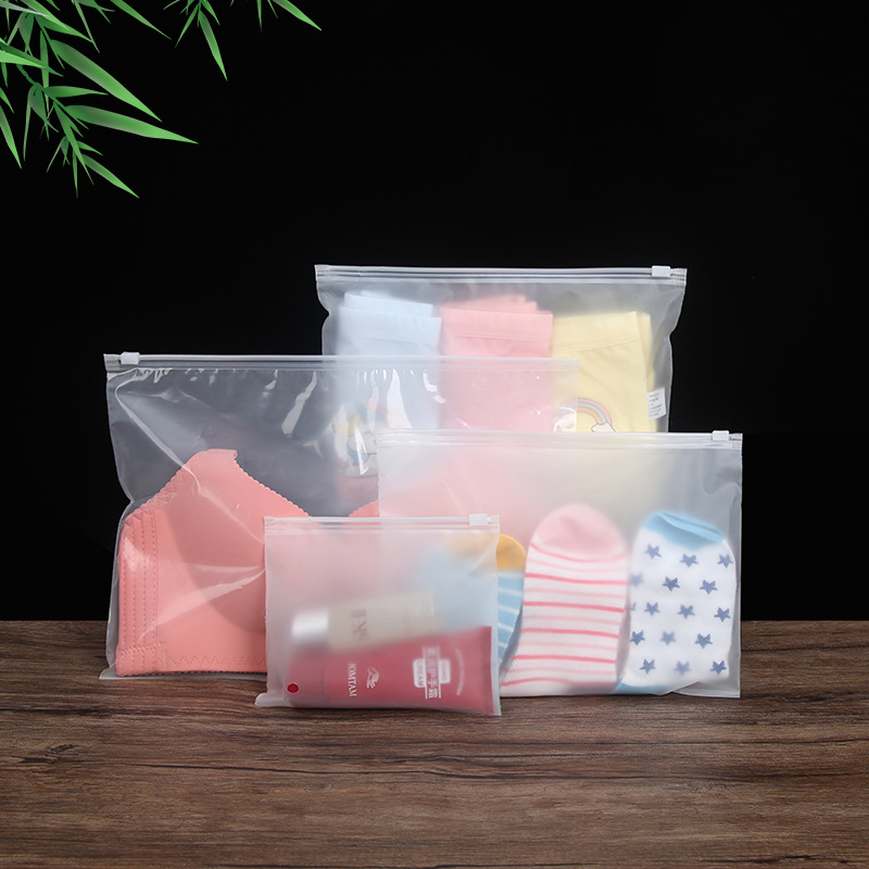 In-Stock Pe Transparent Clothing Packaging Zipper Bags, Frosted B