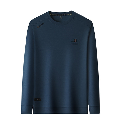 2025 Spring New Arrival Men's Casual Loose-Fit Crewneck Pullover Long-Sleeve T-Shirt – Made from Pure Cotton