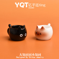 YQT仿真猫咪茶杯微缩场景食玩diy树脂配件娃屋装饰过家家玩具