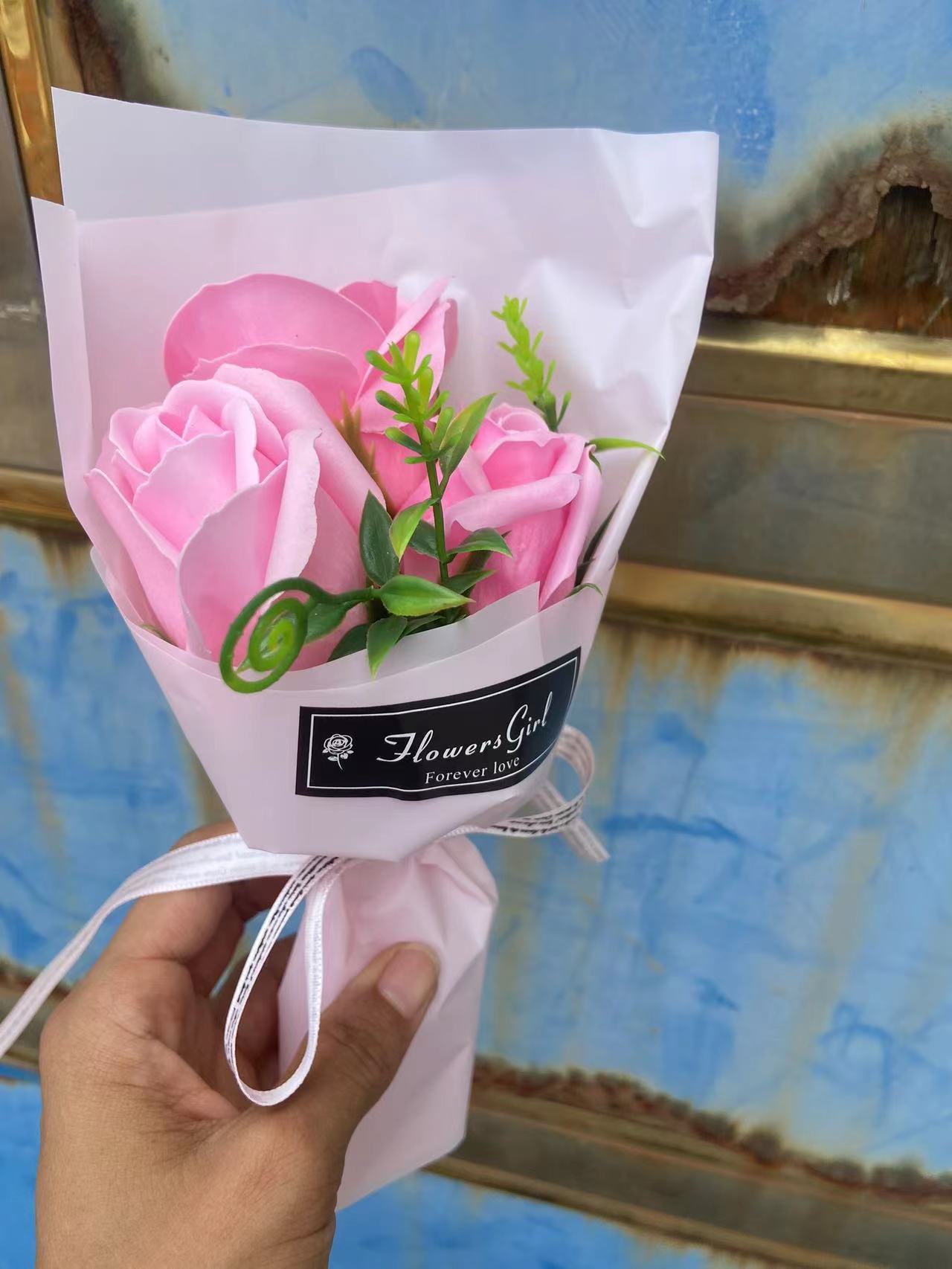 Navidad Día de San Valentín jabón Rosa ramo caja de regalo Clavel jabón flor 3 ramo regalo