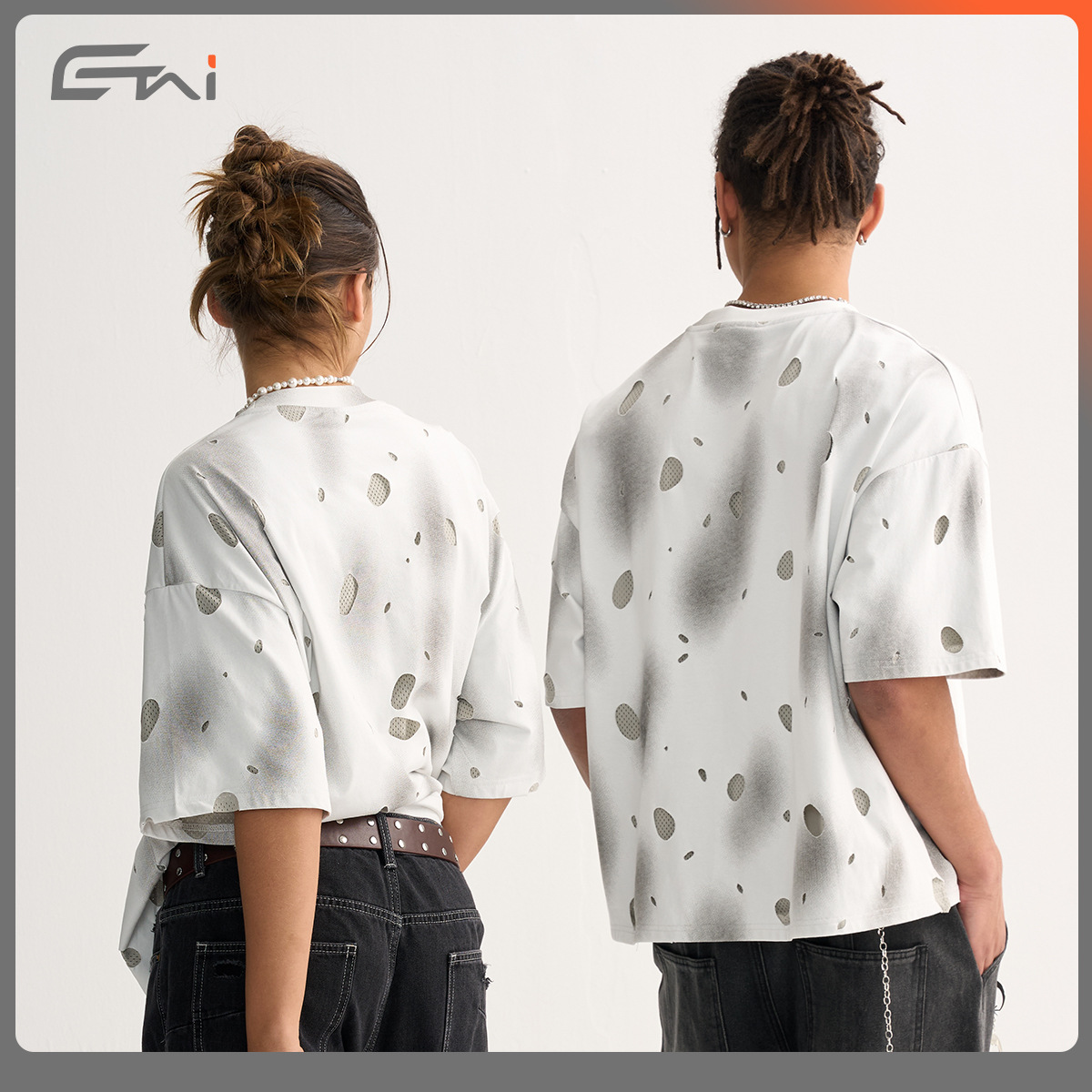 ETAI Hombre| Falso de alta calidad dos piezas agujeros viejas camisetas masculinas mallas sueltas transpirables de doble capa para hombres mangas cortas image 4