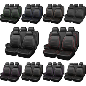 Black and Green Arc-Shaped Leather Car Seat Cover, Full Surround Universal Seat Cover, Wear-Resistant Leather Car Interior Cushion Wholesale