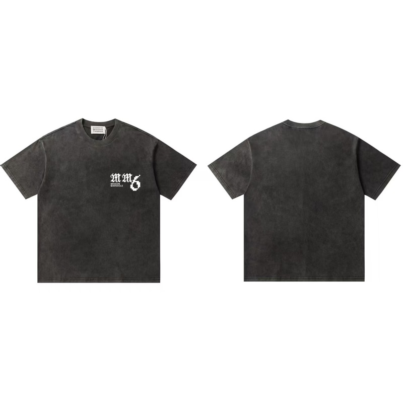 クロスボーダーファッションラグジュアリーマルジェラウォッシュプリントユニセックスルーズカジュアル万能半袖Tシャツドロップシッピング|undefined