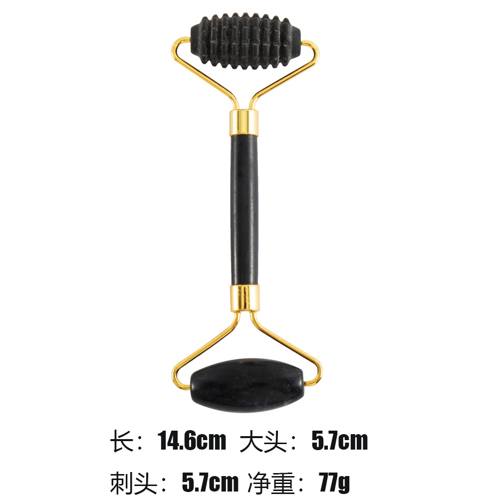 Juego de tres piezas de rodillo de jade natural y tabla de gua sha, dispositivo de belleza para masaje facial, lámina de gua sha facial, fabricante de rodillos de jade