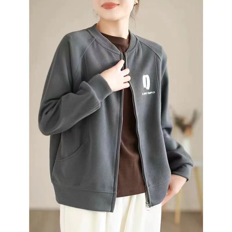 Spring and Autumn Thin Sweatshirt for Women 2026 New Autumn Popular Zipper Cardigan Jacket Fashionable Outerwear in Lotus Pink Spring and Autumn Thin Sweatshirt for Women 2026 New Autumn Popular Zipper Cardigan Jacket Fashionable Outerwear in Lotus Pink