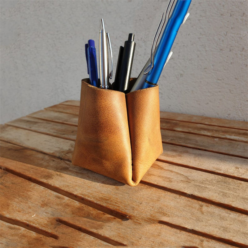 创意皮革花盆 家居桌面铅笔盒文具盒装饰皮革多肉花盆仙人掌花盆