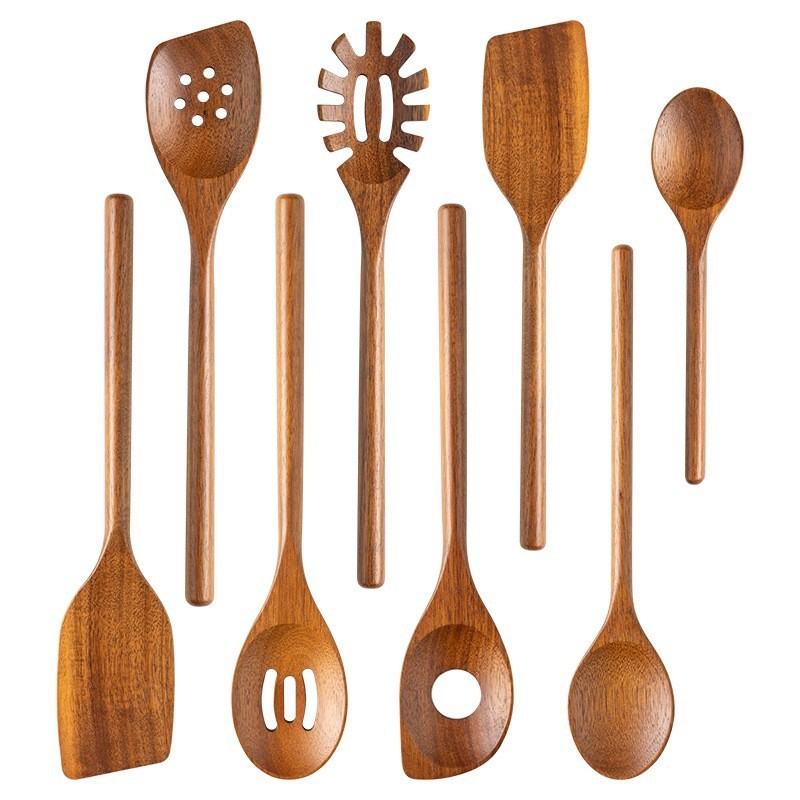 Acacia madera pala no pegajosa pala pala de verduras pala de madera sólida pala de ensalada pala de arroz pala de cocina set