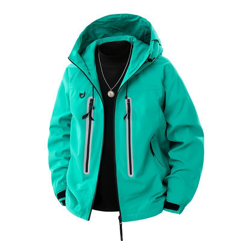 Трансграничная версия ранней весны мода с капюшоном Светоотражающие куртки мужской тренд новая ветрозащитная водонепроницаемая свободная повседневная куртка