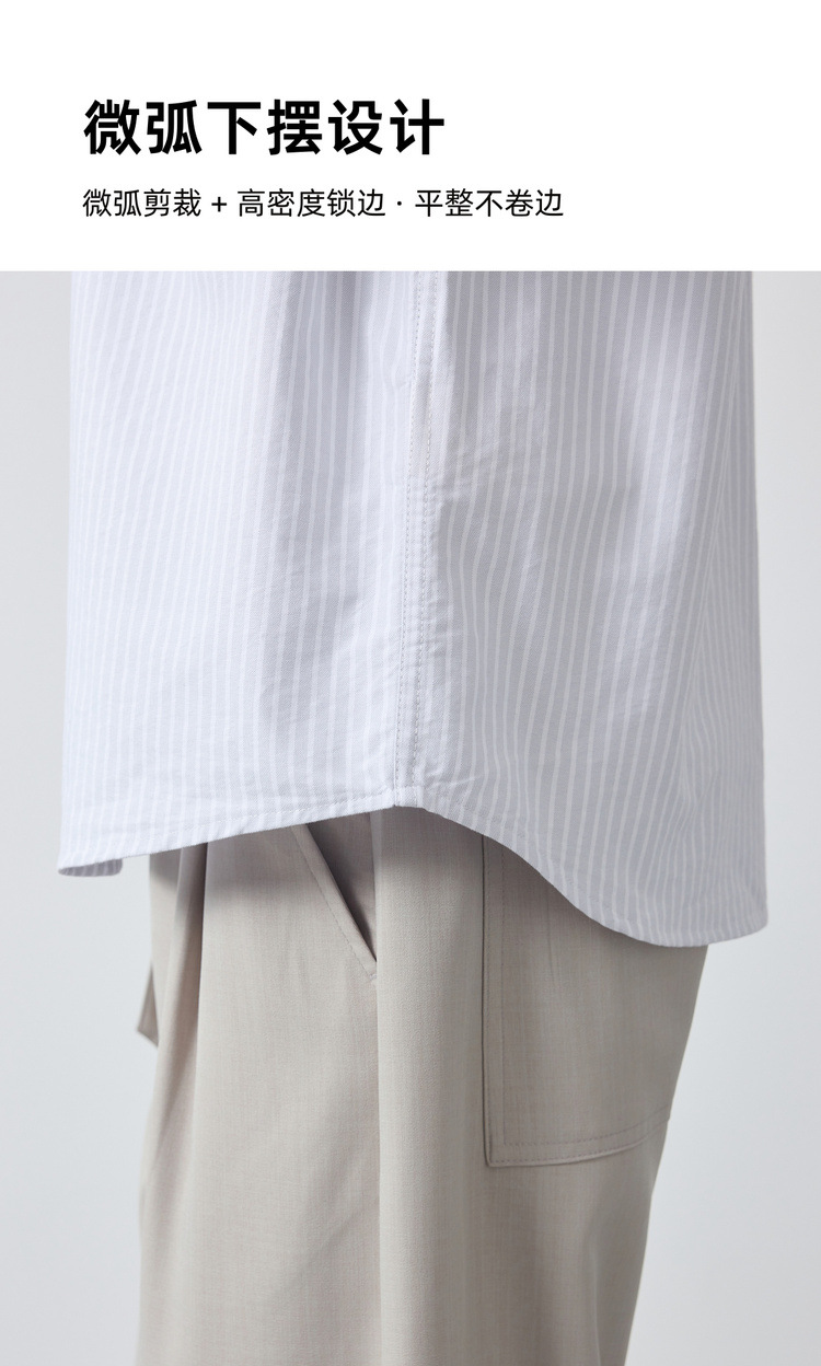Áo sơ mi nam dài tay sọc Oxford cotton cao cấp phong cách công sở — Xanh ngọc lam tốicolor chi tiết 5