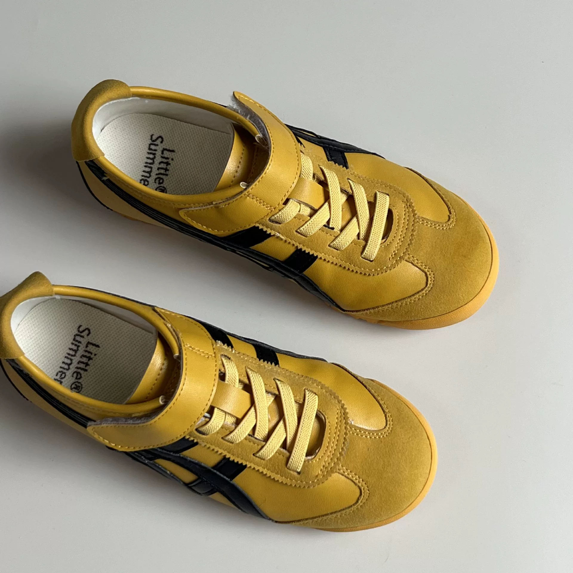 littlesummer2024 детская четырехсезонная повседневная спортивная обувь унисекс желтого цвета на мягкой подошве с застежкой-липучкой, легкая и нескользящая.