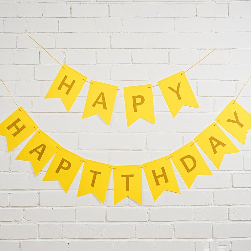 Bronceado en inglés feliz cumpleaños cola de golondrina tira de la bandera Fiesta de la fiesta Alfabeto de la bandera de la bandera de la flor tira de la decoración de la fiesta