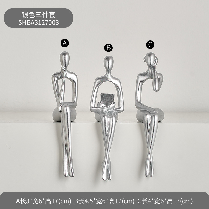 Wowu diseño original sentado figura decoración hogar salón vino gabinete TV gabinete luz lujo decoración abstracta