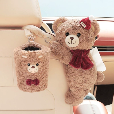 Car tissue box/set – hanging bag - iqi-bear-coffee-color-trash-binupgraded-spacesmooth-paper-dispensing