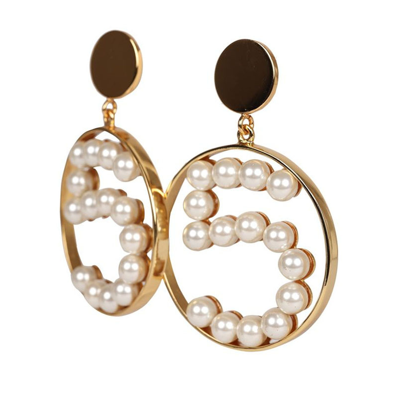 Brincos pendentes com pérola redonda elegantes estilo retro_voghion.com