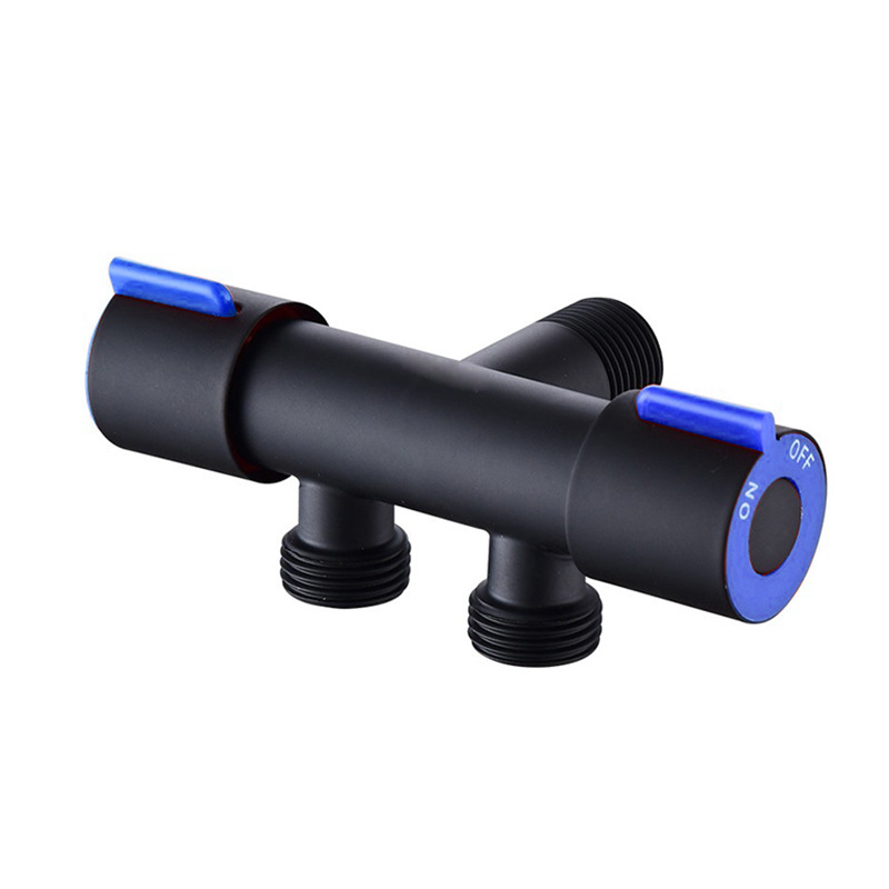 검정색 이중 손잡이 이중 제어 수도꼭지(파란색 바퀴)