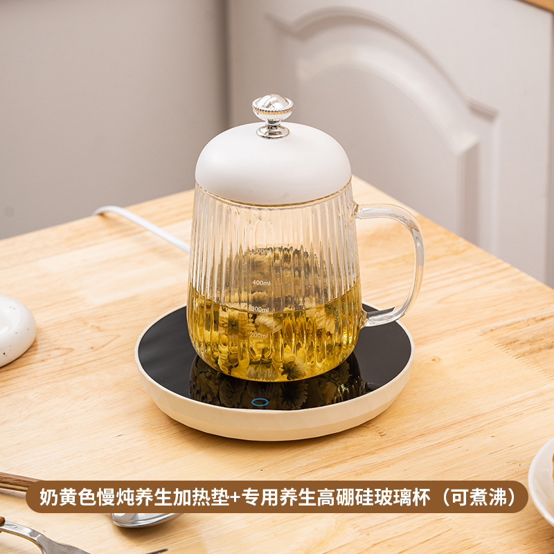 100度智能恒温杯垫高硼硅玻璃平底杯国规插头养生壶套装 送礼用品|undefined