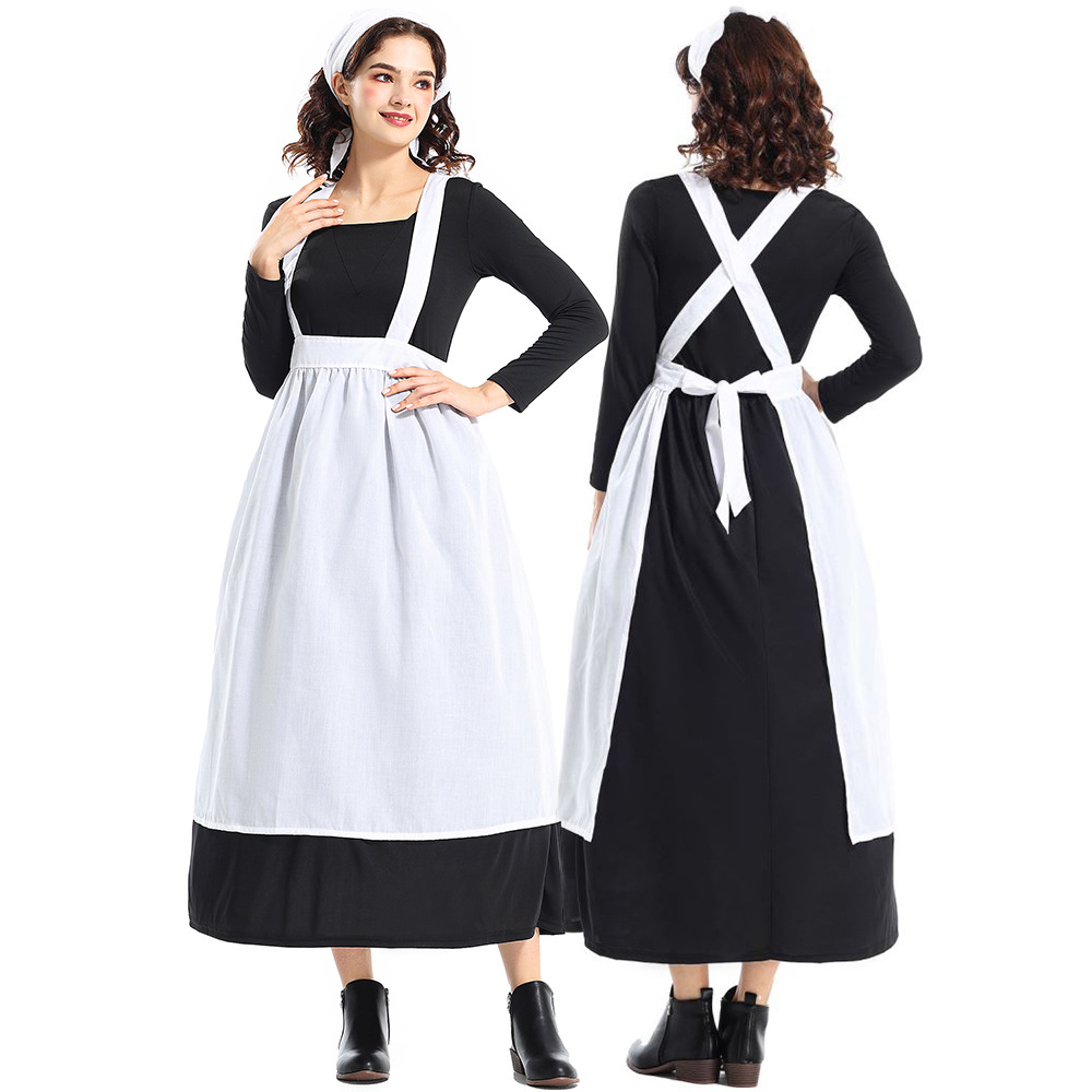 Halloween Clothing European Farm Female Dress Coffee Shop Maid Cosplay Stage Costume Amazon Supply