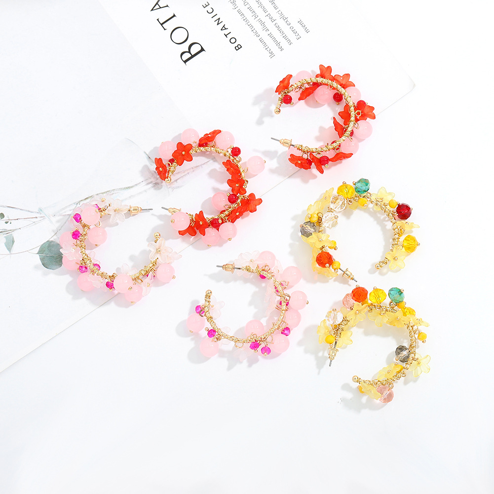 Pendientes De Cristal Con Incrustaciones De Flores Coreanas display picture 5