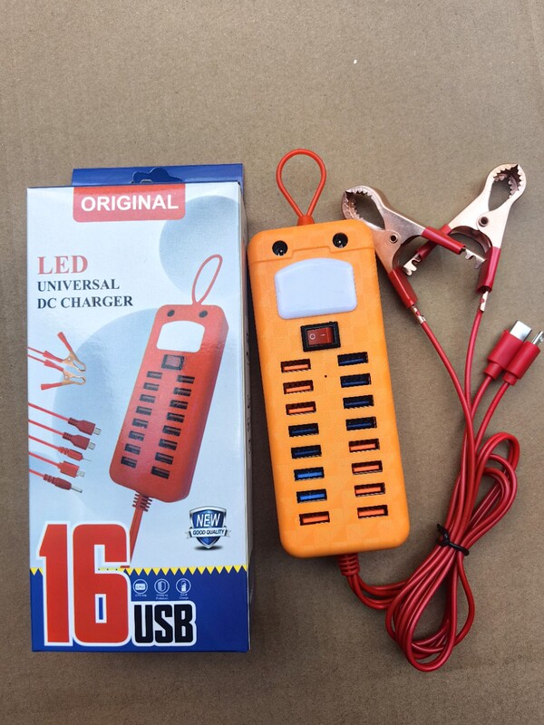 Best-Selling African Model 16Usb Clip Charger, One for Two, Multifunctional 12V Clip Charger with Color Box Package