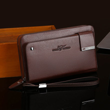 跨境爆款袋鼠男式手拿包双拉链大容量商务手包商务手包多卡位手腕