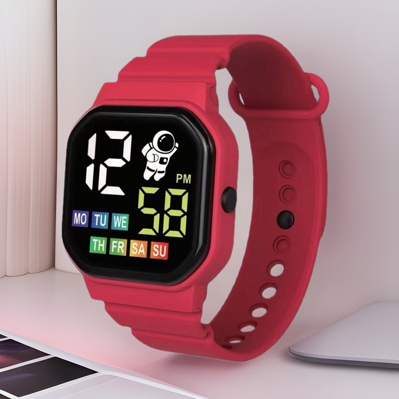 Source factory LED electronic watch new C3-17 astronaut with week square student ins wind electronic watch