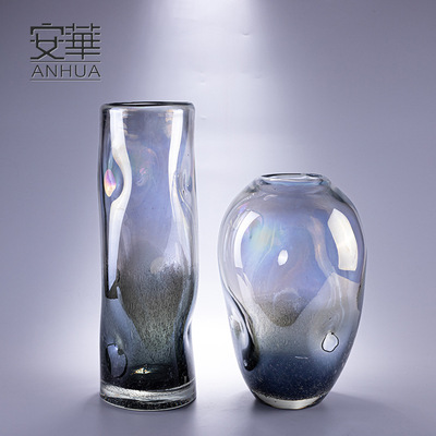 安华 轻奢玻璃花瓶简约插干花器ins装饰品创意摆件软装工艺品批发|ms