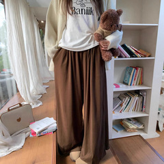 云朵裤秋冬软糯阔腿裤女垂坠感德绒超柔高腰显瘦宽松直筒休闲裤女