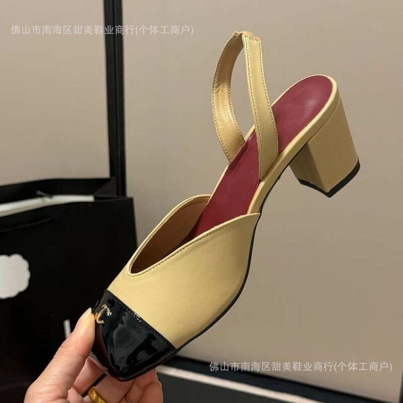 2026 Spring/Summer French Style Square-Toe Genuine Leather Chunky High-Heel Pumps, Chanel-Inspired Color-Block Backless Mules 2026 Spring/Summer French Style Square-Toe Genuine Leather Chunky High-Heel Pumps, Chanel-Inspired Color-Block Backless Mules