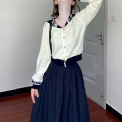 2025新款早秋学院风海军领针织开衫女秋季小个子穿搭显瘦百搭上衣