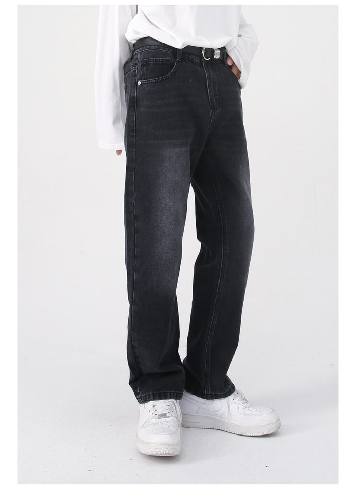 Quần jean nam ống thẳng lửng 9 tấc cạp vừa phong cách Hàn Quốc — Màu xám, Màu đen, Xanh denim, Xanh lam đậm chi tiết 24