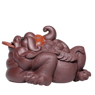 Zilaishun Factory Outlet Sculpture Accessories Jinchan Zisha Tea Pet Tea Set Tea Table Small Ornaments 31150