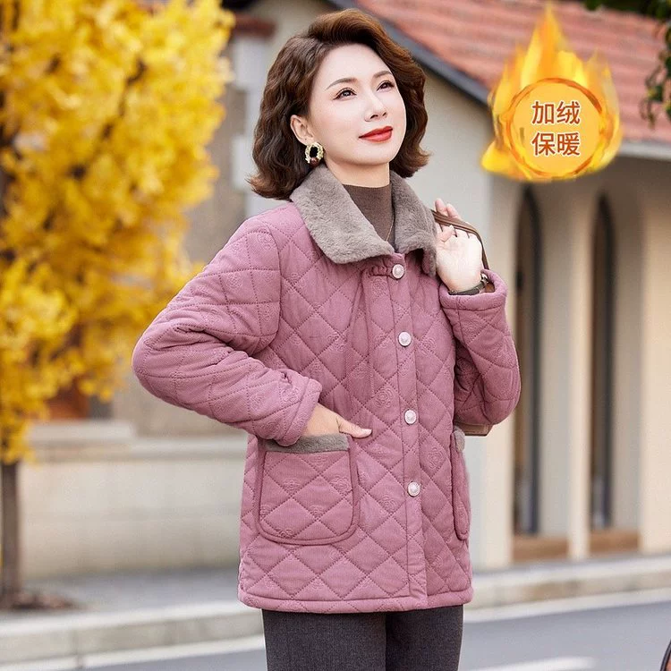 Новая мама осень и зима плюс бархатное пальто для женщин среднего возраста