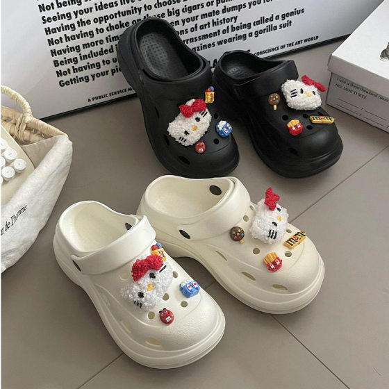 DIMIFEI Cartoon Cave Shoes Women's Summer Outer Wear Non-slip Deodorant Thick Sole Heightened Baotou Cute Sandals