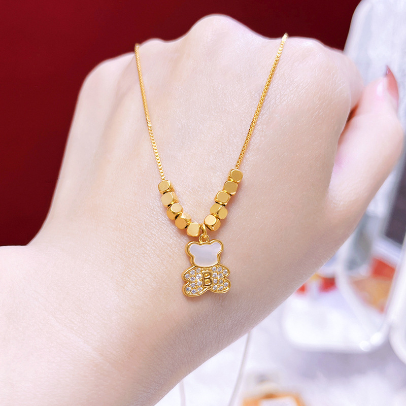 Nuevo ins dulce belleza todo fósforo colgante de imitación de oro collar de circón simple nicho joyería de alto sentido fábrica al por mayor
