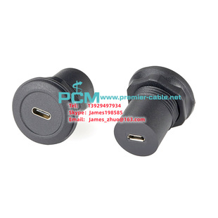 开孔22mm圆形USB Type C转Micro USB面板安装适配器转接头-阿里巴巴
