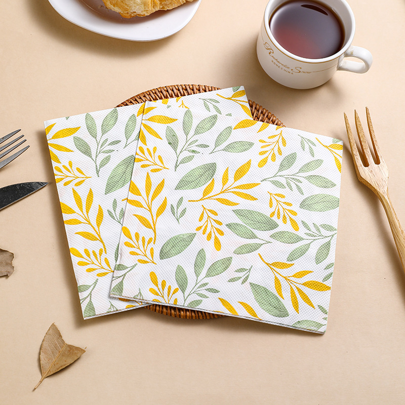 European Theme Celebration Party Floral Paper Towel Decorative Handkerchief Square Tissue Wholesale Pastoral Style Printed Napkin