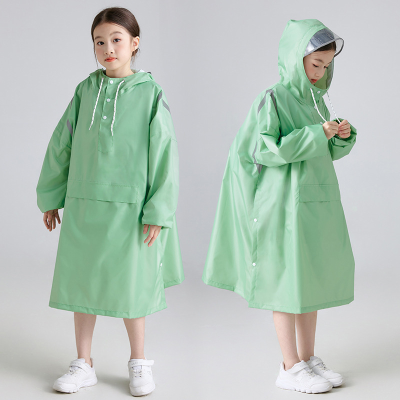 Korean Style Kidsren's Large Size Raincoat Polyester Long Reflective Sleeved Hooded Poncho Outdoor Hiking Student School Bag Raincoat Korean Style Kidsren's Large Size Raincoat Polyester Long Reflective Sleeved Hooded Poncho Outdoor Hiking Student School Bag Raincoat