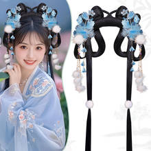 古风汉服百搭甜美清新花朵手工发饰气质少女古装懒人发箍假发包女